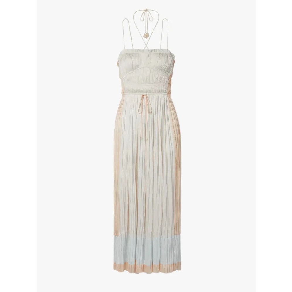 Ulla Johnson Naveah Pleated Halter Midi Dress In Midnight